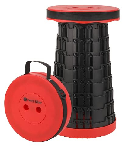 Trimming Shop Telescopic Folding Stool Adjustable Portable Seat - Red