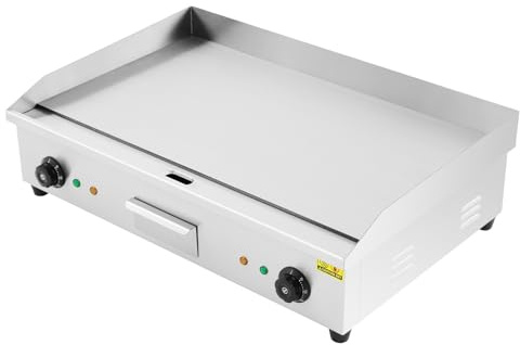 Parrilla de mesa comercial con controlador de temperatura, potencia de 4,4 kW, dimensiones 72,7 x 40 x 23 cm, ideal para cocinar, perfecta para tortitas, carne a la parrilla y verduras