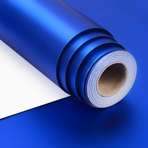Carta da Regalo Blu, 43 cm x 10 m Carta Regalo Blu Metallizzata per Natale Compleanno Anniversario Matrimonio