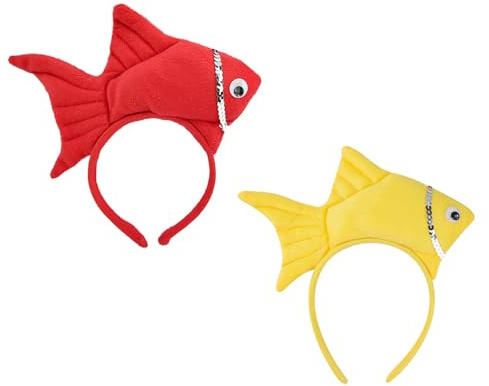 THXFUNAREA 2 Pcs Tierische Kopfbedeckung Schöne Haarreifen Krabben Stirnband Party-lustige haarreifen kopfschmuck Fischhaarreifen Make-up-stirnband Stirnband Für Frauen -hut Regenbogen Fisch Kleidung