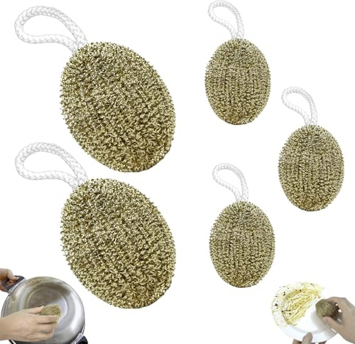 5pièces Éponge Cuivre, Gratounette Cuivre, Boule De Nettoyage En Fil De Cuivres Pour La Cuisine, Brosse Nettoyage En Fil Cuivres, Grattoircuivre Pour Évier, Ustensiles Cuisine, Casseroles