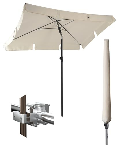 4smile Sonnenschirm Balkon SET – Balkonschirm rechteckig mit UV50+-Schutz, inkl. Sonnenschirmhalter Balkongeländer und Schirmhülle – passend für Terrasse & Balkon