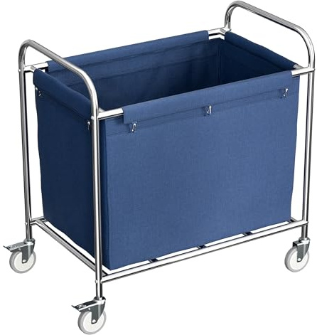 400L Large Commercial Laundry Trolley on Wheels,Industrial Laundry Basket | with Armrests,Heavy Duty Rolling Laundry Basket for Laundromats,Hospital and Hetels