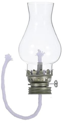 WEKADRIN Set Accessoires Vintage pour Lampe à Pétrole avec Régulateur Métallique et Abat-Jour Verre Transparent Mèche Ajustable pour Éclairage Intérieur Décoration Maison et Urgence