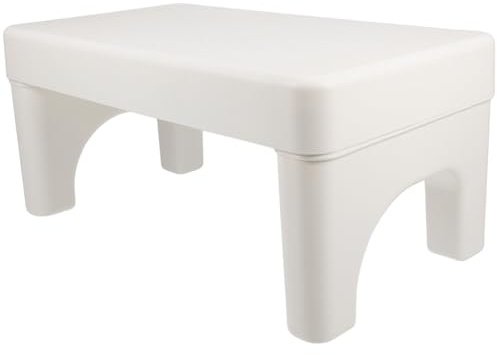 COLLBATH Marchepied de Toilette Antidérapant Blanc Tabouret de Salle de Bain 1 Pièce Taille pour Selles des Adultes Repose-Pieds Robuste en Plastique pour Position Accroupie Confortable