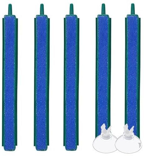 5 Piezas Barra Piedra de Aire 12 cm para Acuario, Difusores de Burbujas Minerales Verde/Azul para Bomba de Aire