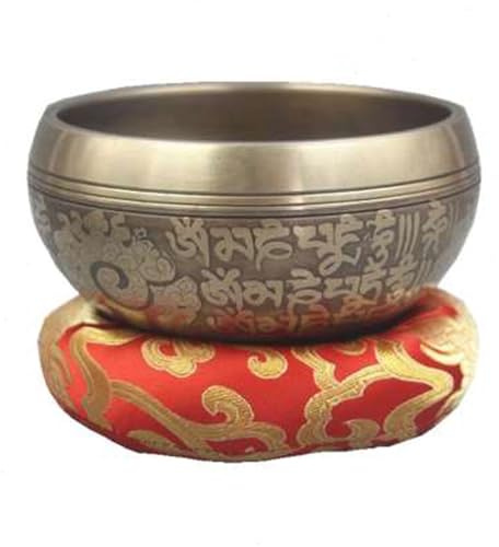 Sångskålar, handgjord tibetansk klangskål i mässing, zen skål för meditation och avkoppling (9,5 cm)