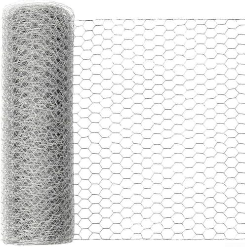 Rete metallica in acciaio zincato con trama esagonale per porte di polli, inserti per cancelli da giardino e pannelli divisori per officine (0,4 x 10 metri)