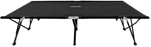 HFMDRMU Double Camping Cot for Two Person Folding Sun Lounger, Black Steel Frame with 240 kg Capacity, Water Resistant 600D Polyester Fabric, Elevated Design for Airflow, Foldable