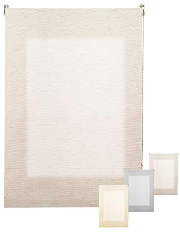 Estor Translucido Lino Premium a Medida. Ancho de 40 a 300cm. Blanco Crudo. Permite Gran Paso de luz, Guarda tu intimidad. Estores enrollables traslucidos para Ventanas y Puertas - Medida 40 x 60cm