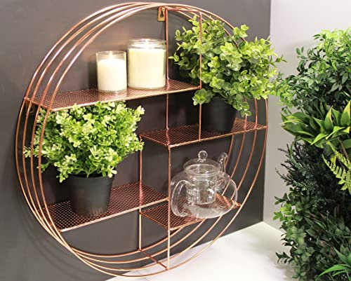 Biznest Rose Gold High Shine Metal Circle Shelf Beautiful Shelving & Storage Diameter: 50Cm