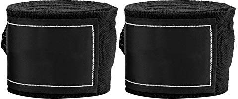 Fournyaa Professionelle elastische Boxbandagen, strapazierfähige Boxhandwickel, atmungsaktiv 2 Stück 2,5 m für Taekwondo Martial Art-Wettbewerbe Tägliches Trainingsboxen(Black)