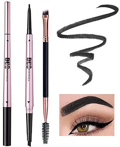 Mihqy Matita per sopracciglia, Sopracciglia Brow Ultra Slim, Waterproof, Tinta Sopracciglia, Matita per Sopracciglia a Doppia Estremità（Nero）