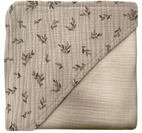 MIMUSELINA Asciugamano per Bambini - Mantella da Bagno in Mussola Doppio Strato 100% Cotone e Assorbente - Asciugatura Rapida - Extra Large (1x1m) con Collo Elastico e Cappuccio (Ecru)