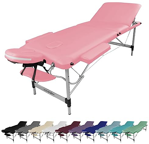 Vivezen - Table de Massage Pliante 3 Zones en Aluminium + Accessoires et Housse de Transport - Plusieurs Coloris