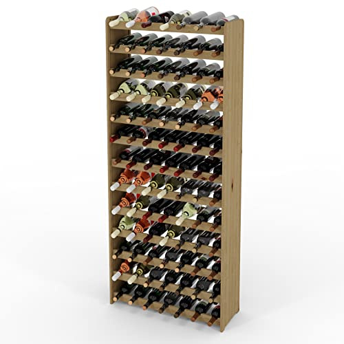 Lenmar Serie RW - Scaffale per bottiglie di vino in legno, colore antracite, marrone, naturale, RW-3-91, 13-15, per 91 bottiglie di vino (RW-3-91, 172 x 72 x 26,5, per 91 bottiglie, colore naturale)