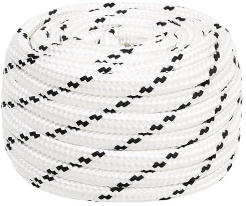 ZEYUAN Bootsseil, Seilzugsystem Sonnensegel, Wäscheleine, Tau Seil, Fahnenseil, Aufnahme Seil, Fahnenmast Seil, Geflochten Weiß 18 mmx25 m Polyester