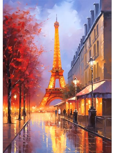 1000 piece jigsaw puzzles for adults-Paris Street puzzle Jigsaw Puzzles 1000 Pieces Eiffel Tower Puzzles for Adults 1000 Pieces Paris Night View Oil Painting Puzzle 1000 Pieces for Adults