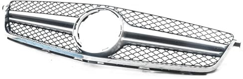 Front Kühlergrill Für Mercedes Für Benz W204 C63 Für AMG 2012-2014 Auto Kühlergrill Stoßstange Ansaughaube Abdeckung Mesh Grid Grill Kit Nebelscheinwerfer Gitter(Color:Silber)