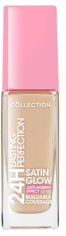Collection Cosmetics Lasting Perfection Satin Foundation, Full Coverage, Anti-Ageing Effect, 24 Hour Wear, Contains Hyaluronic Acid, 27ml, Ivory Neutral