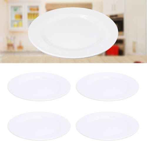 4pcs Melamine Dinner Plates 9 Inch Lightweight Round Plates Set for Meals Appetizers Dessert Salad Fruit White