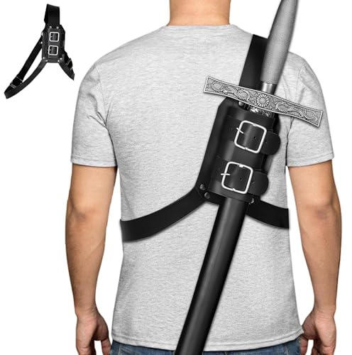 LEKEFETO Spada medievale retrò, per spalle, schiena, vagina, rana, spada regolabile, porta spada Katana, cinturino per spada in PU, per cosplay e samurai - nero