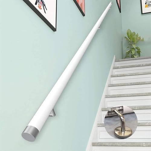 MNBVH Pasamanos de Madera para escaleras, Antideslizantes para Interiores, decoración de áticos, Redondos, con Barra de Soporte y Kit de instalación.