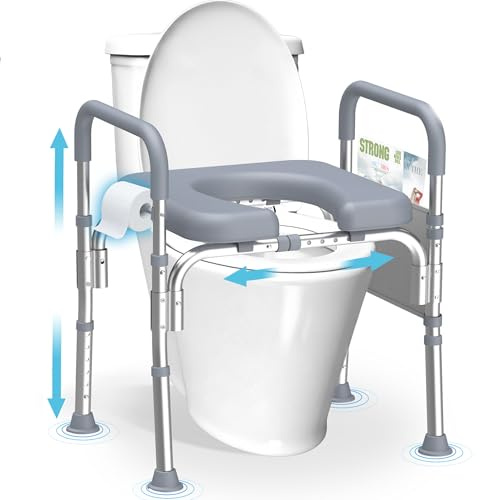 Protraverse Raised Toilet Seat with Handles,Adjustable Height & Width 400lb Capacity Toilet Seat Risers,Secure Support for Seniors, Bariatric & Disabled,Fit Any Toilet for Easy & Independent Use