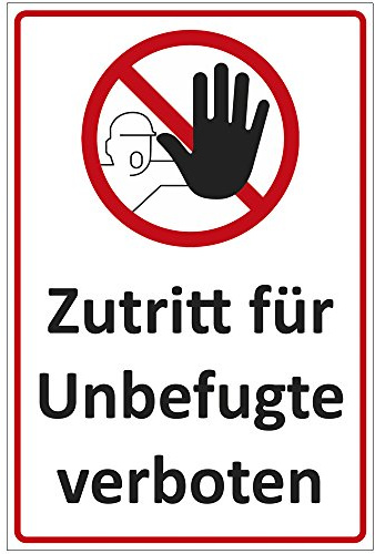 Schild Zutritt für Unbefugte verboten, Alu-Dibond, 140x200 mm | 3 mm stark, wetterfest