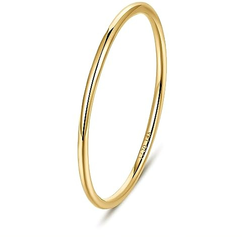 NOKMIT 1PC 1mm 14K Gold Filled Rings for Women Thin Gold Ring Dainty Cute Stacking Stackable Thumb Pinky Band Non Tarnish Comfort Fit Size 4 to 11 (7)