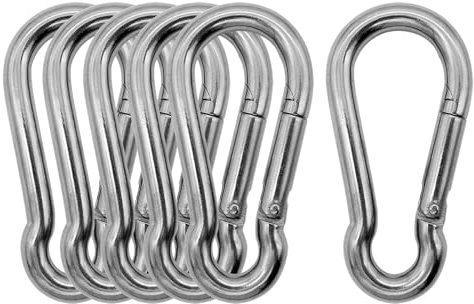 Outmate Marine Grade 316 Stainless Steel Carabiners -2.76 inch Heavy Duty, Durable & Rust-Free Clips for Gym, Swing, Dog Leashes, Hammocks, Keychains, and More(316 M7,Pack of 6)