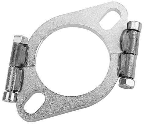 Qiilu Auspuffflansch 2,5 Zoll 63 mm Stahl Auspuffflansch Auspuffdichtung Flach Oval Split Klemmflansch-Kit Reparatur Ersatzteil