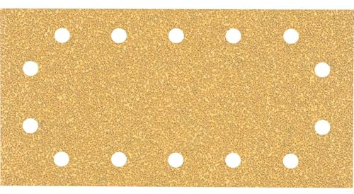 Bosch Professional 50x Carte abrasive Expert C470 con 14 fori (per Legno duro, Vernice su legno, 115x230 mm, Grana 40, accessorio Levigatrice orbitale)