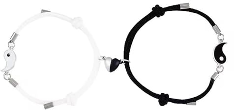 HLenyoy 2 Matching Yin Yang Verstellbare Schnur Armband Freundschaft Beziehung Freund Freundin Valentinstag Bester Freund Armbandder mit Geschenkkarte