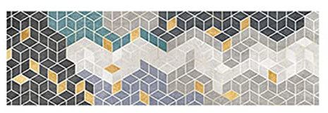 LIYGHFRTIO Küchenläufer, Geometrisches Muster Modern Teppichläufer rutschfest Waschbar Ölbeweis Anti ermüdungsmatte Gummirücken(Size:50CMx80CM,Color:Gold)