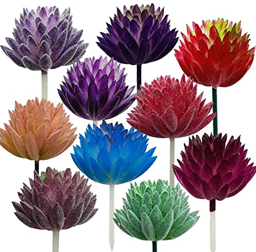 Cayway 10 Stück künstliche Sukkulenten, gemischte Farben, künstliche Sukkulenten, für Innen- und Außendekoration, Blumenarrangements