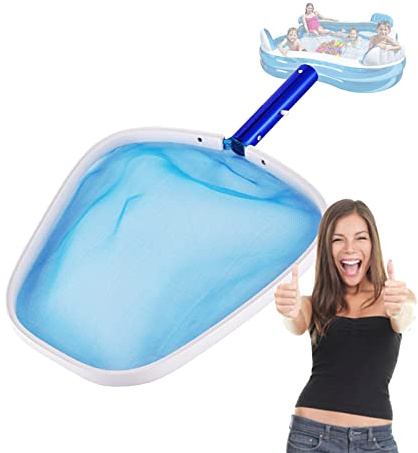 SRHIMEOS Pool Kescher, Pool Bodenkescher, Schwerlast Laub Käscher mit AluminiumRahmen, FeinMaschig Tiefen Netz für Reinigung Schwimmbad Blátter Schlamm
