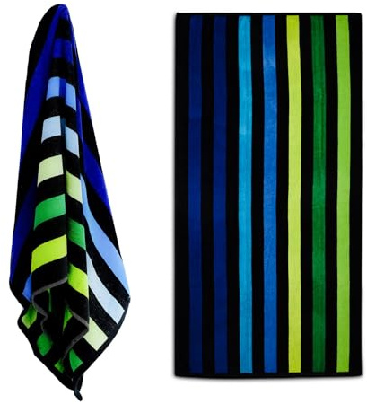 GEEZY Cotton Blend Beach Towel, Blue Oasis - Quick Drying, Lightweight, Large & Soft, Vibrant Summer Design - Beach Essentials for Travel, Holiday, Swimming, Sauna, Adults & Kids Use, 150x75cm