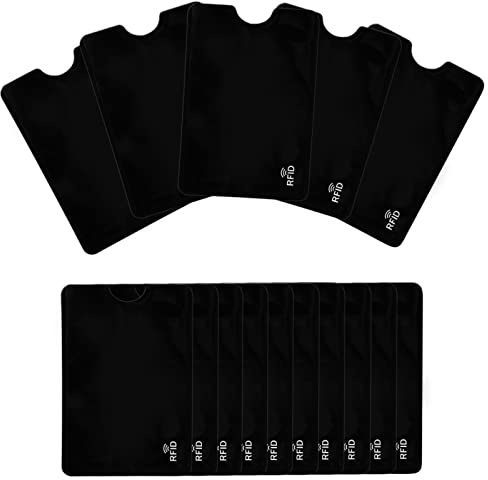 Black RFID Blocking Sleeves, [10 Pack ] [TUV Certification] Anti-Theft Credit Card Protector RFID & NFC Contactless Card Security Holders Prevent Identity Theft for Credit, Debit Cards, Passport
