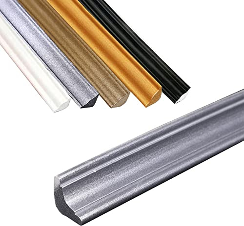 CJHZQYY Flexible Viertelstab, Selbstklebende TPE Quadrant Zierleiste, Anti-Schimmel-Sockelleiste, Wasserdichte Zierleiste für Wandkanten, Schrankkanten, Fliesenkanten (Silber 5M, 12 * 9mm)