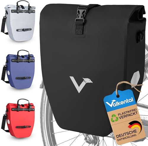Valkental® Große & wasserdichte Gepäckträgertasche - Fahrradtasche für Gepäckträger mit großen Reflektoren [Abschließbar] Bombenfester Sitz - Mehrfach ausgezeichnet - Gefertigt für Langlebigkeit
