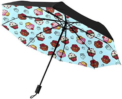 GISPOG Parapluie pliable automatique pour cupcakes, desserts, bonbons, étanche, compact pour le soleil et la pluie, 1 couleur, taille unique