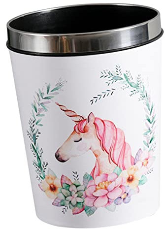 YARNOW Poubelle Licorne Ronde en Plastique 12L Corbeille à Papier pour Chambre d'Garçon et Filles Bureau Maison Dessin Animé Poubelle de Salle de Bain Réutilisable Conteneur à Déchets
