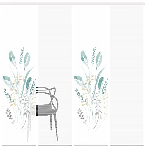 Vision S 080944 AYENE Schiebegardine, halbtransparent, Bambusoptik, 260x60 cm, Farbe:Petrol, Größe:260 x 60 cm, Anzahl:4X