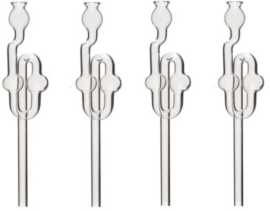 MIKONI 4 Stück x Gärröhrchen aus Glas Ø8.5mm, Gärrohr für Gummistopfen Gäraufsatz Gärspund, 4 Stück Set