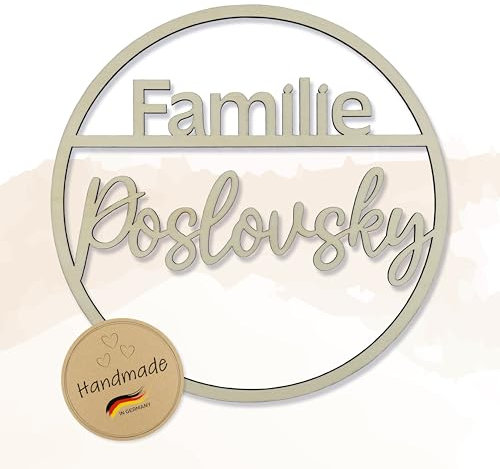 Birdart Box® Personalisierter Türkranz aus Holz – DIY Türkranz mit Namen, Familienschild für Haustür (30cm Durchmesser)