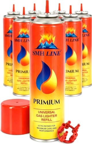 SMH LINE Gas di ricarica per accendini, 6 x 300 ml, universale, per tutti i modelli di accendini