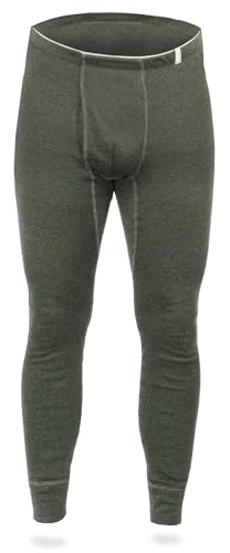 SES Mutande termiche da uomo lunghe S – 4XL in 75% cotone e 25% poliestere/mutande traspiranti da uomo lunghe/termiche invernali da uomo per calore e comfort, Oliva, XL