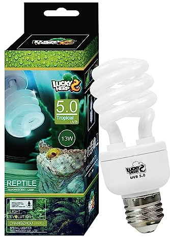 LUCKY HERP UVB terrario, lampada rettile UVA e UVB 150 E27 13 W UVB 5.0, adatta per tartarughe, polli, cani, gabbiani e altri anfibi e rettili