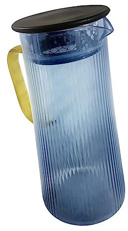 Zerodeko 1stk Gestreifte Aus Glas Saftkrug Aus Glas Getränk Behälter Mit Deckel Kühlschrankkrug Wasserkaraffe Teekaraffen Hohes Borosilikat Krug Mit Kaltem Wasser